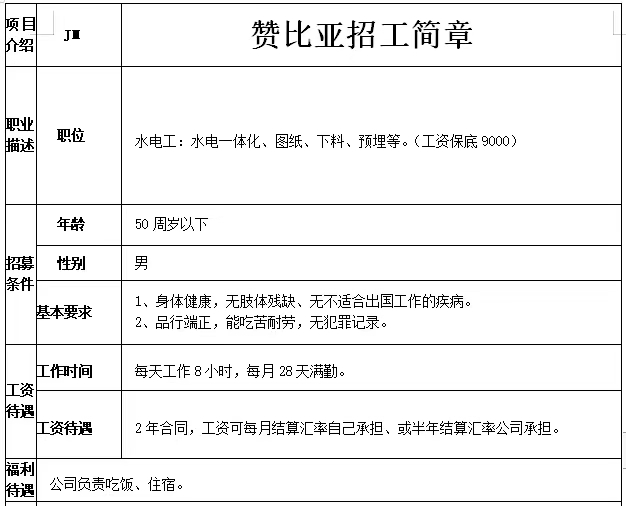 赞比亚：水电工